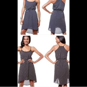 Olive & oak black and white polka dot hi low dress. S